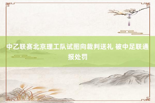 中乙聯(lián)賽北京理工隊(duì)試圖向裁判送禮 被中足聯(lián)通報處罰